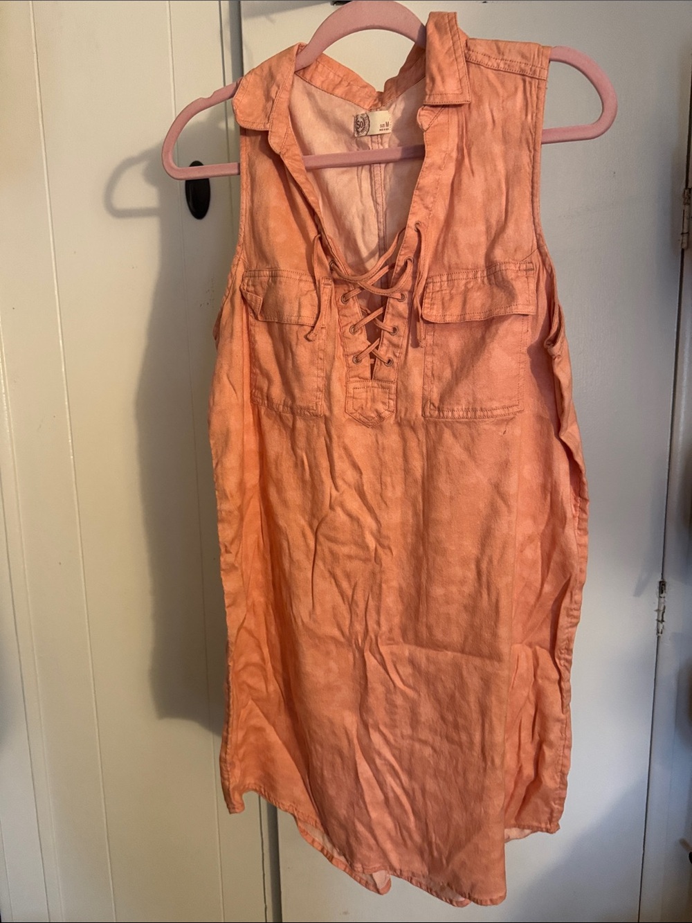 SO Peach Lace-Up Sleeveless Tunic